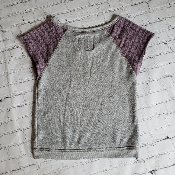 AEO French Terry Raglan Lace Sleeve Top S - Picture 4 of 6